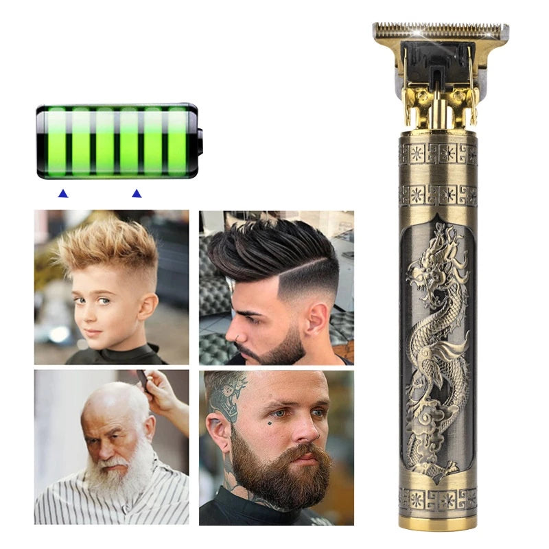 Máquina de cortar cabelo barbeiro profissional dragão elétrica bateria recarregável